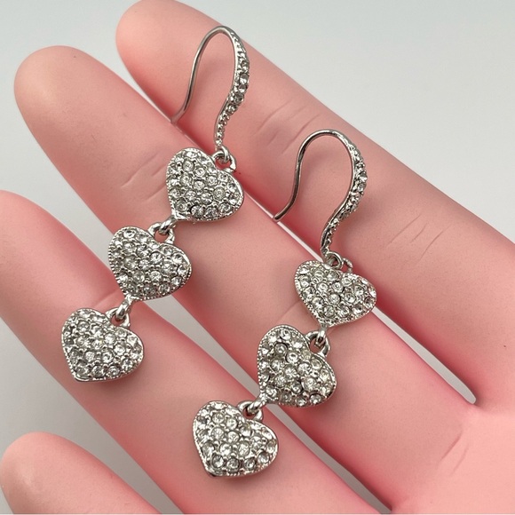 Stunning Bohemian Triple Heart Pendant Earrings Synthetic gemstones